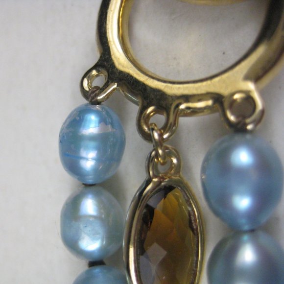 Faux Pearl Multi Strand Beaded Bracelet Goldtone Faceted Rhinestones Jewelry 7 i - Picture 4 of 9